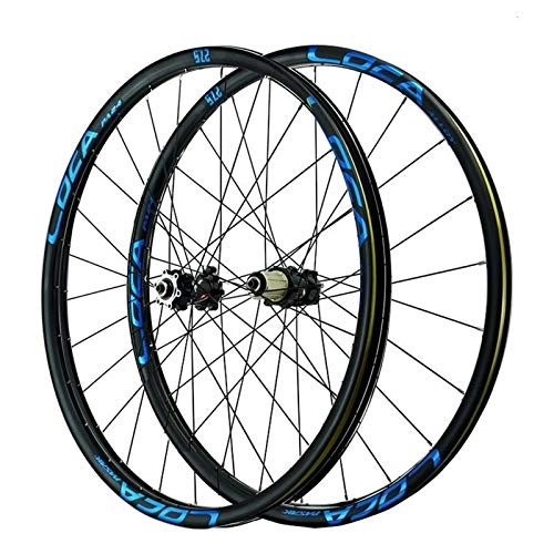 Mountain Bike Wheel : 26 27.5 29 Inch Mountain Bike Wheelset Double Wall MTB Rim 6-Nail Disc Brake 6-claw Tower Base Quick Release For 8 9 10 11 12 Speed Wheel (Color : Black Hub blue label, Size : 26in)