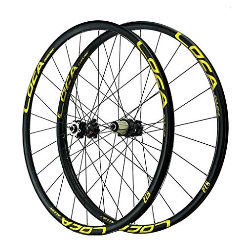 Mountain Bike Wheel : 26 27.5 29 Inch Mountain Bike Wheelset MTB Front Rear Bicycle Rims Set Quick Release Red Black Hub Disc Brake Wheels For 8 9 10 11 12 Speeds (Color : Black Hub gold label, Size : 27.5in)
