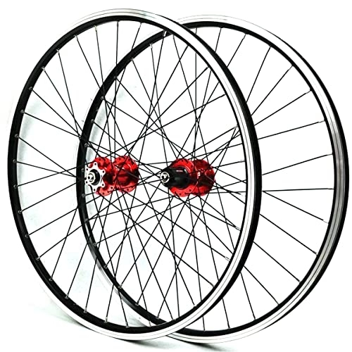 Mountain Bike Wheel : 26 27.5 29 Inch MTB Mountain Bike Wheelset Quick Release Bicycle Wheel Set Aluminum Alloy Rim Disc Brakes 32 Holes For 7-12 Speed (Color : Red, Size : 29INCH)