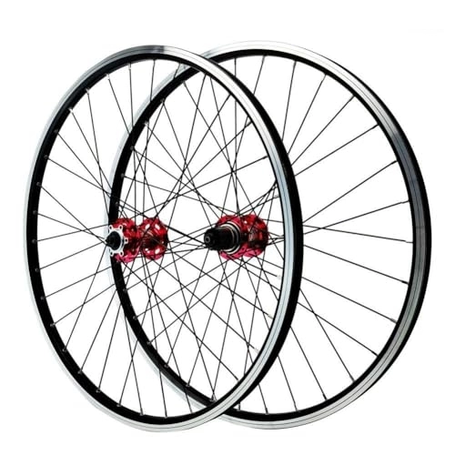 Mountain Bike Wheel : 26 / 27.5 / 29 Inch MTB Wheelset Disc / v Brake Quick Release Mountain Bike Wheel Aluminum Alloy Rim Front And Rear Wheels 7 / 8 / 9 / 10 / 11 / 12 Speed Cassette Freewheel 32 Holes (Color : Red, Size : 26'')