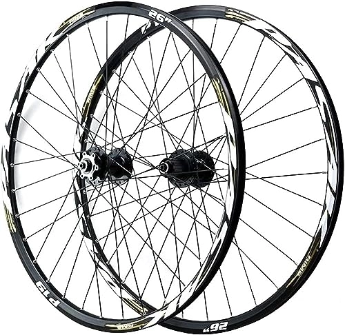 Mountain Bike Wheel : 26 "27.5" 29 "Mountain Bike Disc Brake Wheel Set Bicycle Front And Rear Quick Release Hub 32 Holes 7 8 9 10 11 12 Speed (Color : Gold, Size : 26'')