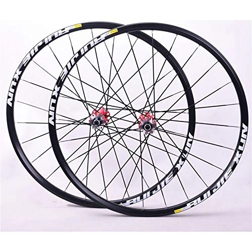 Mountain Bike Wheel : 26'' 27.5'' 29'' Mountain Bike Wheels Carbon Fiber Bicycle Wheelset QR Front 2 Rear 4 Peilin Hube Double Wall Alloy Rim 8-9-10-11 Speed (Color : Red hub, Size : 27.5inch)