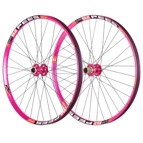 Mountain Bike Wheel : 26 / 27.5 / 29'' Mountain Bike Wheelset Alu Alloy Rim 6 Blots Disc Brake Quick Release 120 Clicks 32 Holes Hub MTB Wheel Set (Color : Pink, Size : 27.5in)