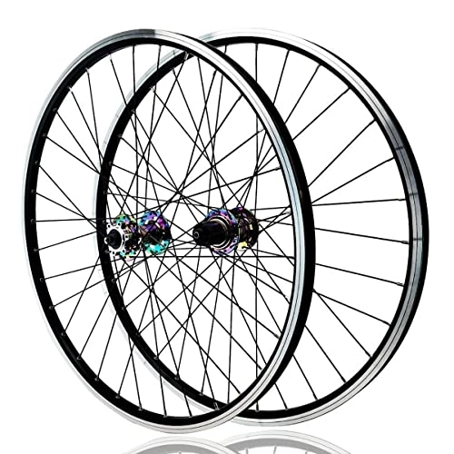 Mountain Bike Wheel : 26" 27.5" 29" Mountain Bike Wheelset C / V Disc Brake Bicycle Rim MTB Wheels Quick Release 32H Hub For 7 / 8 / 9 / 10 / 11 / 12 Speed Cassette (Color : Colorful, Size : 29'')