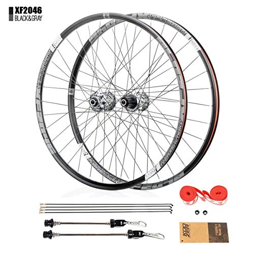 Mountain Bike Wheel : 26" 27.5" 29" MTB Mountain Bike Wheel Set Disc Rim Brake Double Wall Sealed Bearings 8 9 10 11 12 Speed Cassette Hub XF2046 - Gray (Size : 29")
