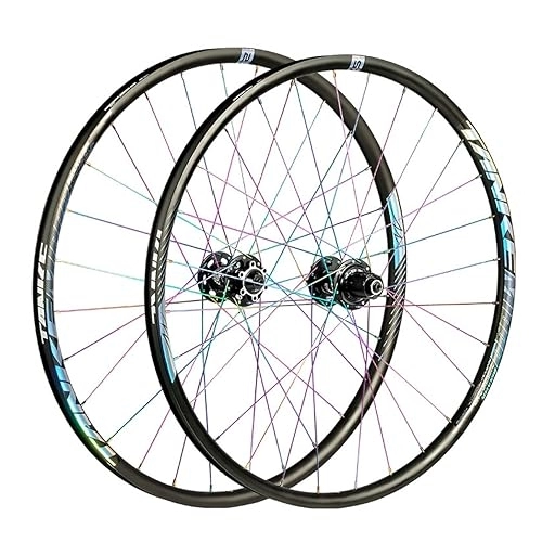 Mountain Bike Wheel : 26 / 27.5 / 29in Mountain Bike Wheelset Double-Layer Alloy Rim 28 Holes Disc Brake Quick Release Front Rear Wheels 7-12 Speed Wheelset (Color : Svart, Size : 29in)