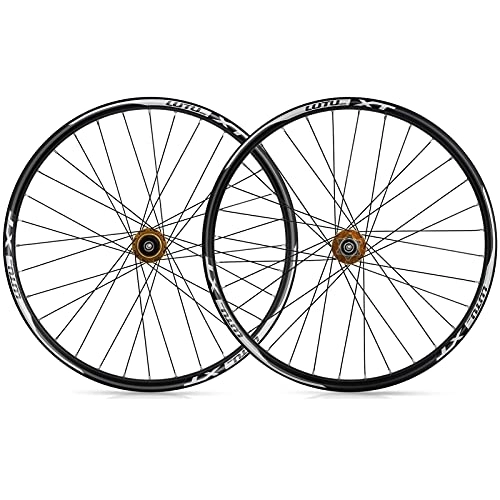Mountain Bike Wheel : 26 27.5 29in QR Mountain Bike Wheelset Double Wall Aluminum Alloy Rim Front Rear Wheel Disc Brake 8 9 10 11 Speed 32 Holes Super Light (Gold 27.5in)