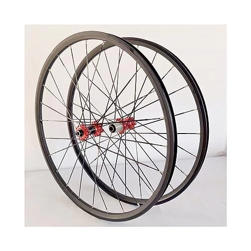 Mountain Bike Wheel : 26 / 27.5 / 29inch Mountain Bike Wheelset Aluminum Alloy Double Wall Rim MTB Wheels Quick Release Disc Brakes 24H Flat Spokes Bike Wheels Fit 8 / 9 / 10 / 11speed Cassette (Color : Red, Size : 29'')