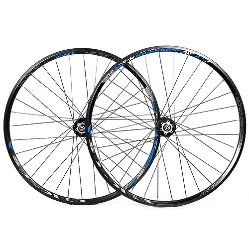 Mountain Bike Wheel : 26 27.5 29inch MTB Wheelset Aluminum Alloy Double Wall Rim Mountain Bike Wheel Disc Brake Quick Release 7 / 8 / 9 / 10 / 11speed Cassette 32 Holes (Color : Blue, Size : 27.5'')