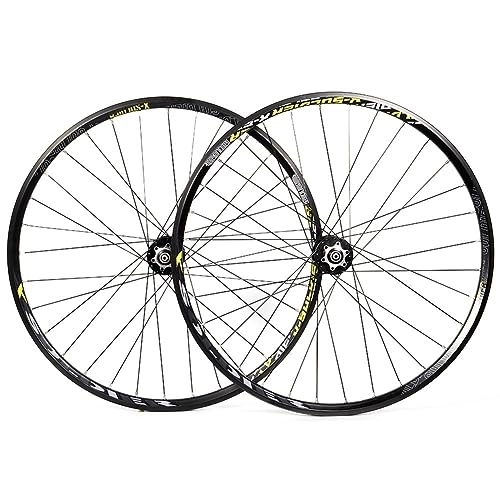 Mountain Bike Wheel : 26 27.5 29inch MTB Wheelset Aluminum Alloy Double Wall Rim Mountain Bike Wheel Disc Brake Quick Release 7 / 8 / 9 / 10 / 11speed Cassette 32 Holes (Color : Yellow, Size : 29'')