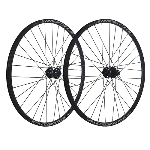 Mountain Bike Wheel : 26 27.5 29inch MTB Wheelset Disc Brake Quick Release Mountain Bike Wheel Aluminum Alloy Double Wall Rim 8 / 9 / 10 / 11 / 12 Speed Cassette 32 Holes Front And Rear Wheels (Color : Svart, Size : 26'')