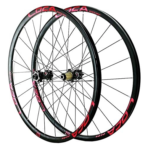 Mountain Bike Wheel : 26 27.5 29inch MTB Wheelset Thru Axle Mountain Bike Front & Rear Wheel Disc Brake Road Bike Matte 8 9 10 11 12 Speed 24 Hole (Color : Red 2, Size : 27.5in)