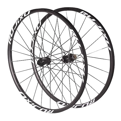 Mountain Bike Wheel : 26 / 27.5 / 29inch MTB Wheelset Thru Axle Mountain Bike Wheel Aluminum Alloy Double Wall Rim Six Holes Disc Brakes Front And Rear Wheels 8 / 9 / 10 / 11 Speed Cassette 24Holes (Color : Svart, Size : 27.5'')