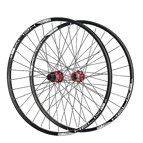 Mountain Bike Wheel : 26 27.5 29inch MTB Wheelset Ultralight Aluminum Alloy Double Wall Rim Mountain Bike Wheel Disc Brake Quick Release 8 / 9 / 10 / 11speed Cassette 32 Holes (Color : Red, Size : 26'')