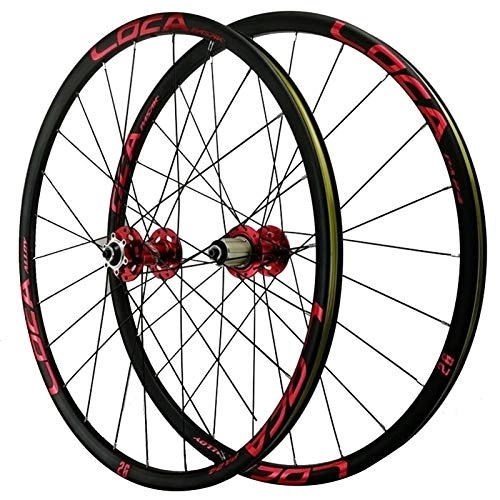 Mountain Bike Wheel : 26 / 27.5'' Bicycle Wheelset, Bike Wheels 24 Holes Double Wall Disc Brake Mountain Cycling 7-12 Speed (Color : Red hub, Size : 27.5inch)