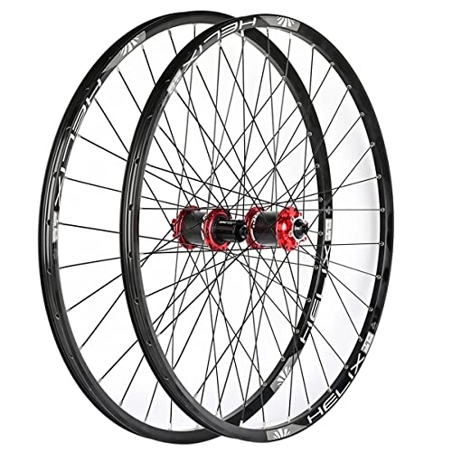 Mountain Bike Wheel : 26" 27.5 Inch 29er MTB Bike Wheelset Mountain Bicycle Wheel Set Aluminum Alloy With QR Disc Brake Presta Valve Fits 8 9 10 11 Speed (Color : Red, Size : 27.5INCH)