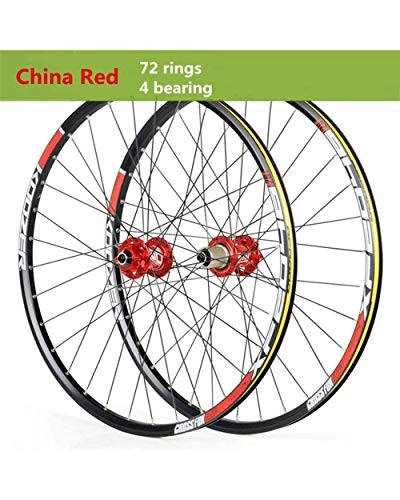Mountain Bike Wheel : 26 / 27.5 Inch 32Hole Bicycle Wheel Set Aluminum Alloy Double Wall Mountain Bike Car Rim Disc Brake American Valve Quick Release 8-11 Speed, Red, 27.5 inch