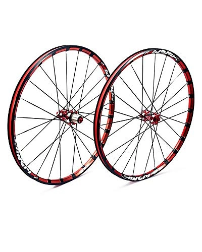 Mountain Bike Wheel : 26 / 27.5 Inch Mountain Bike Wheel Set Direct-Pull Double-Layer Aluminum Alloy Wheels 5 Bearing Bicycle Wheel Bicycle Accessories, Black red, 26 inches