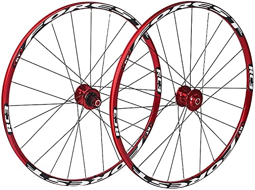 Mountain Bike Wheel : 26 / 27.5 Inch Mountain Bike Wheelset Aluminum Alloy Double Wall Bicycle Wheel MTB Rim Quick Release Disc Brake 24H 7-11 Speed 27.5 Inch(Size:27.5inch, Color:Red)