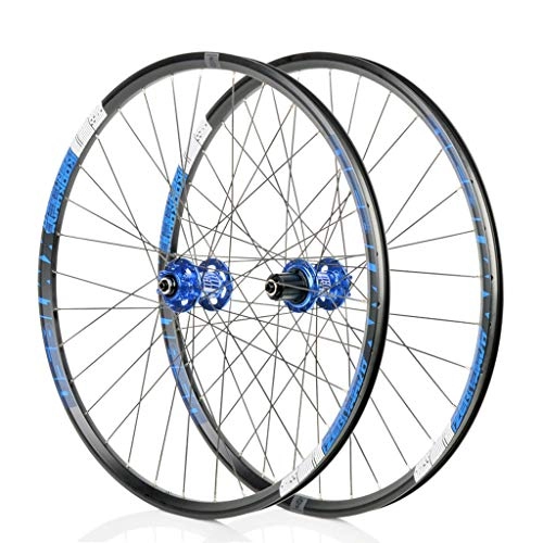 Mountain Bike Wheel : 26" / 27.5" Inch Mountain Bike Wheelset Disc Brake 6 PAWL 72 CLICK Quick Release (Color : Blue, Size : 27.5")