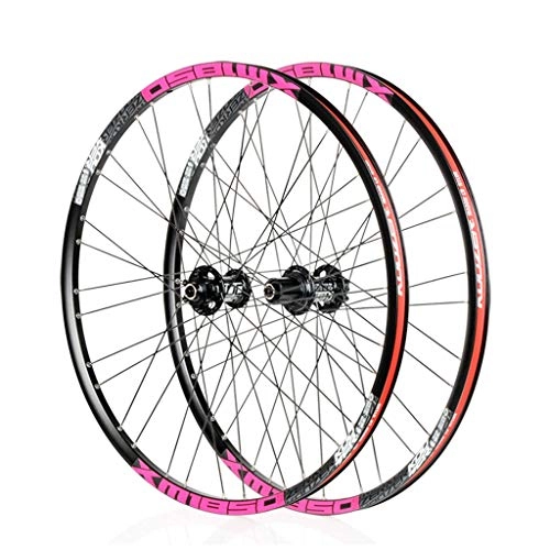 Mountain Bike Wheel : 26" / 27.5" Inch Mountain Bike Wheelset Disc Brake 6 PAWL 72 CLICK Quick Release (Color : Pink, Size : 27.5)