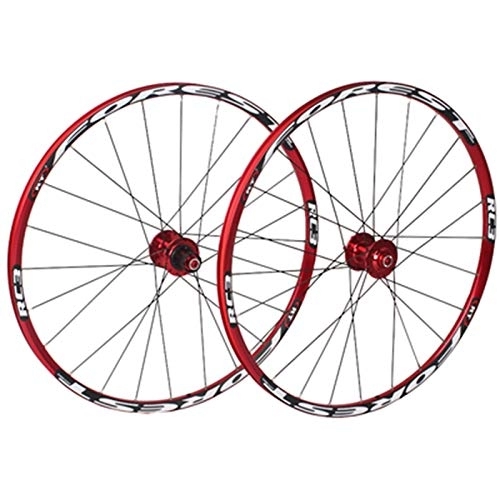 Mountain Bike Wheel : 26" / 27.5" Inch Mountain Bike Wheelset Disc Brake Bicycle Double Wall Alloy Rim MTB QR 7 8 9 10 11Speed Front 2 Rear 5 Palin 24H (Color : A, Size : 26in)