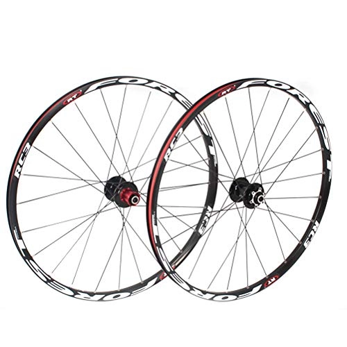 Mountain Bike Wheel : 26 27.5 Inch Mountain Bike Wheelset Double Layer Alloy Rim Sealed Bearing 8-11 Speed Cassette Hub Disc Brake 1830g QR 24H (Color : Black, Size : 27.5in)