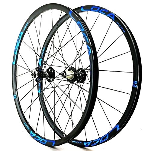 Mountain Bike Wheel : 26 27.5 Inch Mountain Bike Wheelset Quick Release 6 Nail Disc Brake 6 Claw Double Wall Cycling Wheel Set For 7 8 9 10 11 12 Cassette Flywheel (Color : Black Hub blue logo, Size : 27.5inch)