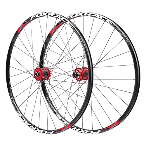 Mountain Bike Wheel : 26 / 27.5 Inch MTB Bicycle Wheel Disc Brake 120 Ring Carbon Fiber Hub Bike Front and Rear Wheel Set Quick Release 7-11 Speed Cassette red-26 Inch