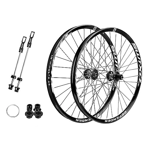 Mountain Bike Wheel : 26 / 27.5'' Mountain Bike Wheelset Aluminum Alloy Rim Quick Release / Thru Axle Disc Brake Wheels 7-12 Speed MTB / AM / XC Wheels (Color : Svart, Size : 27.5IN)