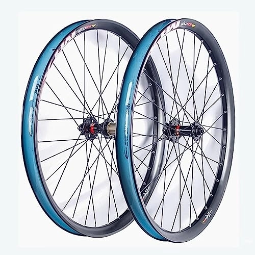 Mountain Bike Wheel : 26 / 27.5" Mountain bike wheelset Disc Brake rims Sealed bearing hubs Support 11 speed cassette QR Front 100mm Rear 135mm (Color : Blue, Size : 27.5in)