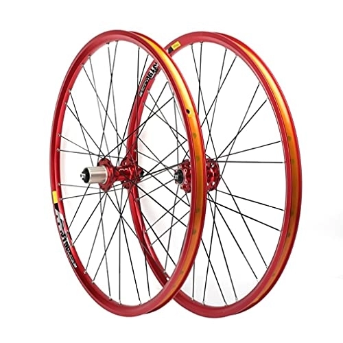 Mountain Bike Wheel : 26 / 27.5" Mountain Bike Wheelset Flat Spokes Bicycle Rim MTB Disc Brake Quick Release Wheels 28H Hub for 7 / 8 / 9 / 10 / 11 Speed Cassette Flywheel 1980g (Color : Red, Size : 29'')