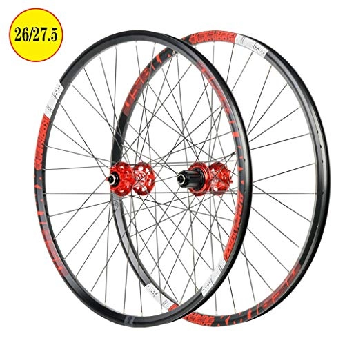 Mountain Bike Wheel : 26 / 27.5" MTB Bike Disc Brake Wheelset, Double Wall Aluminum Alloy Quick Release Hybrid / Mountain Bearings Hub 8 / 9 / 10 / 11 Speed (Color : A, Size : 26 inch)