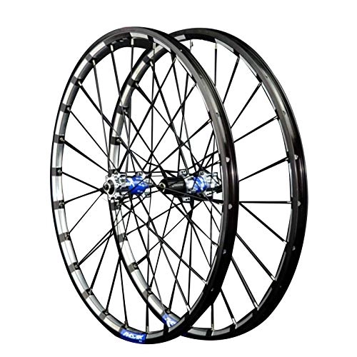 Mountain Bike Wheel : 26 / 27.5in Bike Wheelset, Double Wall 24 Holes Quick Release Mountain Bike MTB Rim Rear Wheel Bicycle (Color : Blue, Size : 27.5inch)
