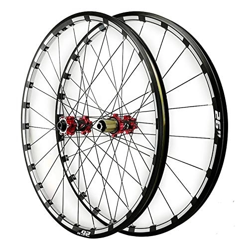 Mountain Bike Wheel : 26 / 27.5in Front Rear + Wheel QR Mountain Bike Wheel Set Disc Brake Three Sides CNC 7 / 8 / 9 / 10 / 11 / 12 Speed 24 Holes (Red hub 27.5in)