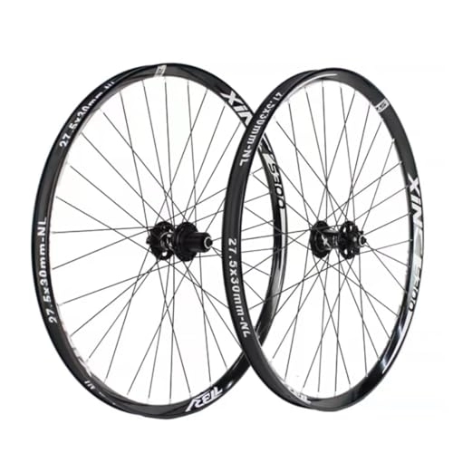 Mountain Bike Wheel : 26 / 27.5in Mountain Bike Wheelset Aluminum Alloy Rim Quick Release / Thru Axle Disc Brake Wheels For 9 10 11 12 Speed (Color : Svart, Size : 27.5IN)