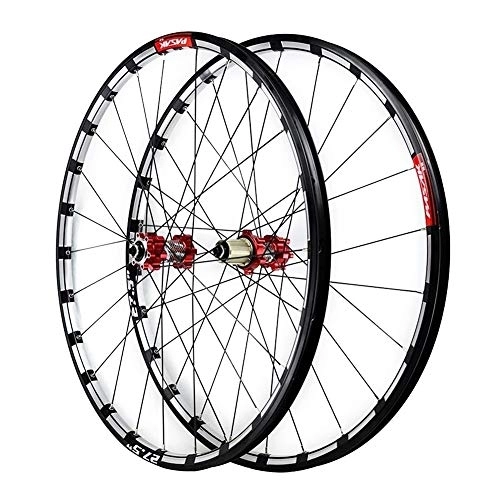 Mountain Bike Wheel : 26 27.5inch MTB Front And Rear Wheel Disc Brake Mountain Bike Wheelset Quick Release Double Wall 7 8 9 10 11 12 Speed 24 Holes (Color : A, Size : 27.5in)