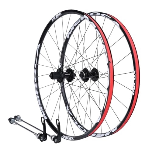 Mountain Bike Wheel : 26 27.5inch MTB Wheelset Disc Brake Quick Release Mountain Bike Front And Rear Wheel Aluminum Alloy Rim 8 / 9 / 10 / 11 Speed Cassette 24 Holes Round Spokes (Color : Red, Size : 27.5'')