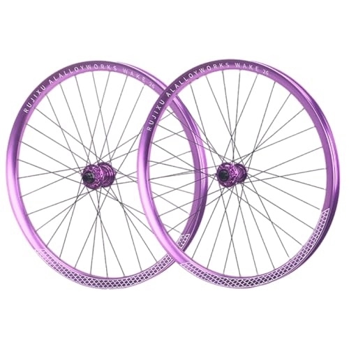 Mountain Bike Wheel : 26 / 27.5inch MTB Wheelset Disc Brake Thru Axle Mountain Bike Wheels Aluminum Alloy Rim Front And Rear Wheels 8 / 9 / 10 / 11 / 12 Speed Cassette 32 Holes (Color : Purple, Size : 26'')