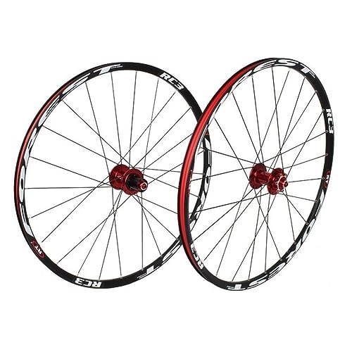Mountain Bike Wheel : 26 27.5inch MTB Wheelset Ultralight Aluminum Alloy Double Wall Rim Mountain Bike Wheel Disc Brake Quick Release 7 / 8 / 9 / 10 / 11speed 24 Holes 1790g (Color : Red, Size : 27.5'')