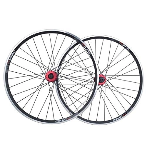 Mountain Bike Wheel : 26" Bicycle Wheelset Double Wall Aluminum Alloy Hybrid Disc V Brake Quick Release Sealed Bearing 8 9 10 Speed Mountain Bike (Color: Black, Size: 26")