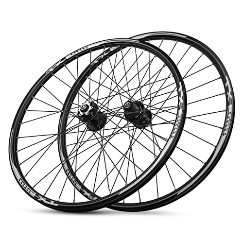 Mountain Bike Wheel : 26" Bicycle Wheelset MTB Mountain Bike Wheelset Front Rear Wheels Wheel Set For 7-11 Speed Quick Release Aluminum Alloy Rim Disc Brake (Color : Black)