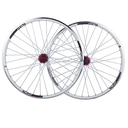 Mountain Bike Wheel : 26 Bike Wheelset, Bicycle Wheels, Double Wall MTB Rim Quick Release V / disc Brake Mountain Cycling Wheel 32 Hole 7 8 9 10 11 Speed (Color : White)