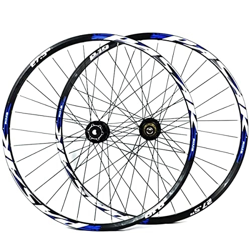 Mountain Bike Wheel : 26 Inch 27.5" 29 Er MTB Bike Wheelset Aluminum Alloy Disc Brake Mountain Cycling Wheels Barrel Shaft For 7 8 9 10 11 Speed (Color : Blue, Size : 29.5INCH)