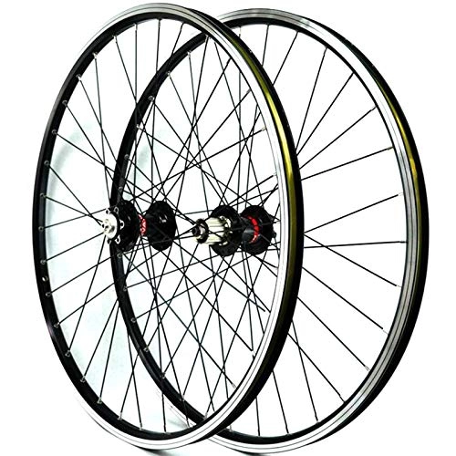 Mountain Bike Wheel : 26 Inch Bike Wheelset Front 2 Rear 4 Bearing MTB Wheel Set Quick Release Disc / V-Brake 6 Claws Hub 7 8 9 10 11S Cassette Flywheel (Black hub)