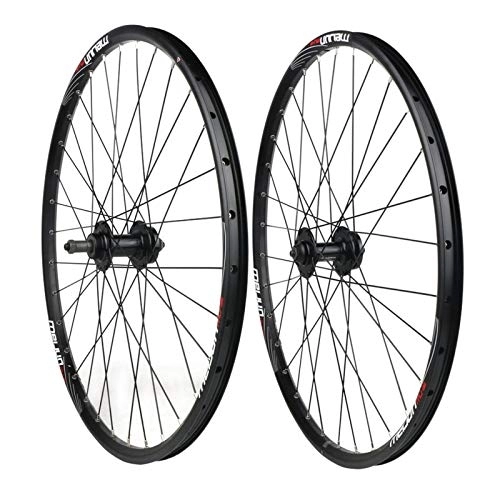 Mountain Bike Wheel : 26 Inch Bike Wheelset, Front Rear Wheel Bicycle Rim Mountain Disc Brake Double Layer Alloy For 7 8 9 10 11 Speed Cassette Hub (Color : Black)