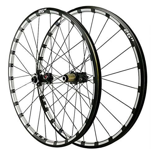 Mountain Bike Wheel : 26 Inch Cycling Wheels, Aluminum Alloy 24 Holes Straight Pull 4 Bearing Disc Brake Wheel Mountain Bike Cycling Wheelsets (Color : Black, Size : 26inch)