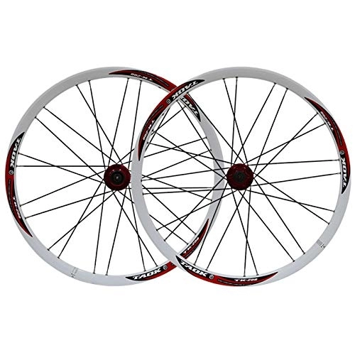 Mountain Bike Wheel : 26 Inch Mountain Bike Bicycle Wheels Double Layer Alloy Rim Tires 1.5-2.1" 7 8 9 Speed Disc Brake Quick Release 24H (Color : A)
