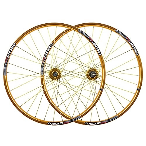 Mountain Bike Wheel : 26 Inch Mountain Bike Disc Brake Wheel 32 H Before And After The Bicycle Wheel Aluminum Alloy Bicycle Wheels QR Sealed Bearing Front 100mm Rear 135mm (Color : Gold, Size : 26")