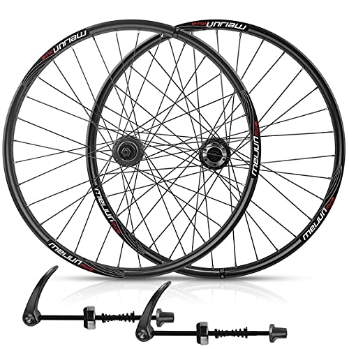 Mountain Bike Wheel : 26 Inch Mountain Bike Disc Brake Wheelset Bicycle Front Rear Wheel Double Wall Rim Quick Release 7 / 8 / 9 / 10 Speed Cassette Flywheel 32 Hole (Color : Black)